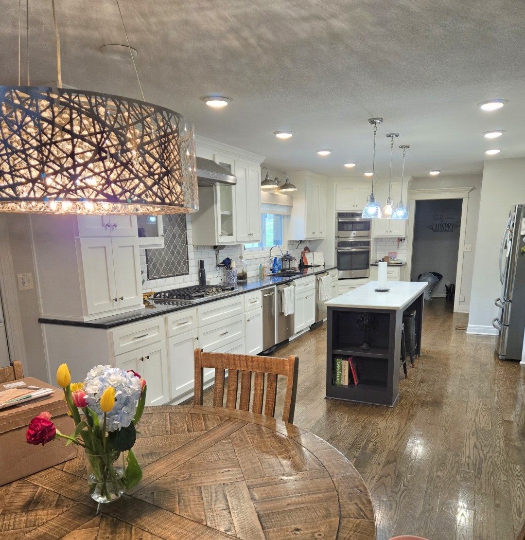 Clean residential kitchen and dining area